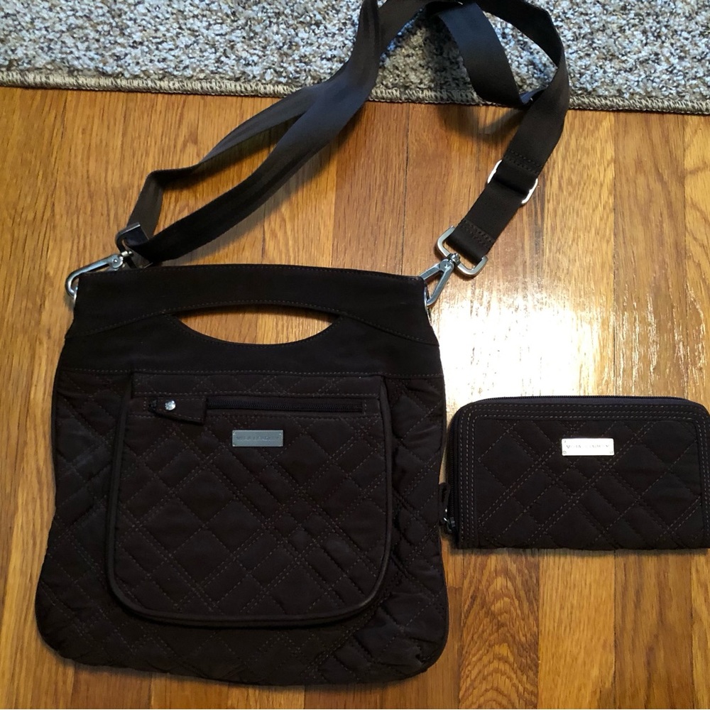 Vera Bradley brown shoulder bag w/wallet